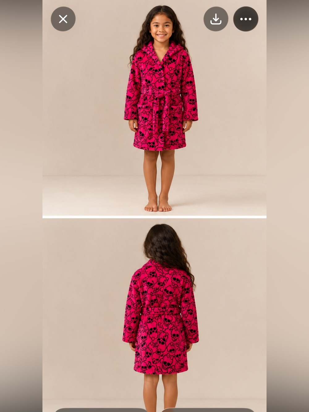 Monster High Pink Fleece Bath Robe Skull Print Size 6/6X
